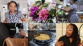 MONTHLY RESET ROUTINE | HAIR & NAILS, CLEANING, ORGANIZING, COOKING | GROCERY HAUL | Wangui Gathogo