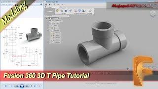 Fusion 360 Design 3D T Pipe Modeling Tutorial Practice Exercise