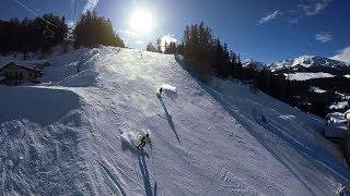 Pila Ski slow motion Beauty of curving Ski resort from the sky