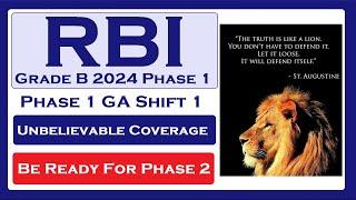 RBI Grade B 2024 Phase 1 Shift 1 GA Coverage!