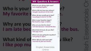 WH  Questions & Answers | English Speaking Practice | Learn English