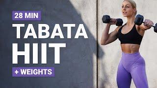 28 MIN TABATA HIIT + WEIGHTS Workout | Cardio Light Weights | Intense | Super Sweaty | Fat Burning