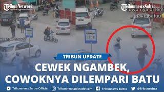 Cekcok Pemotor Dengan Kekasihnya, Pacar Ngambek Minta Turun Dari Motor, Cowoknya Di Lempari Batu