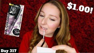 LA Colors Lip Oil Review | Dollar Tree Makeup | Day 317 of Trying New Makeup