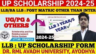 UP SCHOLARSHIP FORM KAISE BHARE 2024-25 | UP SCHOLARSHIP FORM FILL UP 2024 | RMLAU LLB SCHOLARSHIP 