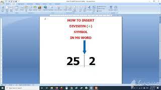 HOW TO INSERT DIVISION (÷) SYMBOL IN  MS WORD