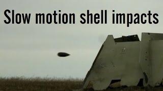 Artillery shell impacts in slow motion