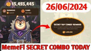 Memefi Secret Reward Combo Today 26/06/2024| Memefi 2,000,000 Coins Code