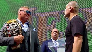 Brock Lesnar and Cain Velasquez weigh in for battle: Crown Jewel media event, Oct. 30, 2019