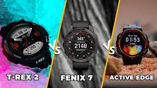 Amazfit Active Edge vs Garmin Fenix 7 vs Amazfit T-Rex 2: Rugged Smartwatch Battle!