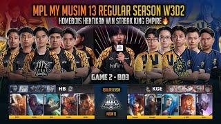 DEFENDING CHAMPIONS STOP WIN STREAK KGE HOMEBOIS VS KING EMPIRE ESPORTS GAME 2 MPL MY S13 MLBB