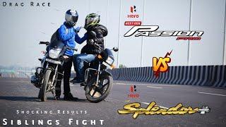 Hero Passion Pro BS6 Vs Hero Splendor Plus BS6 | Drag Race | Shocking Results | UP65 Racers