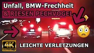 Unfall auf AB, Fallender Motorradfahrer und der größte Pechvogel? Deutschland deine Dashcams in 4K