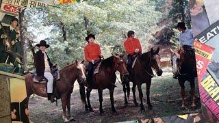 The Beatles riding horse at Pigman Ranch, 1964