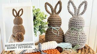 Easy Rustic Farmhouse Bunny Crochet Pattern - DIY Modern Home Decor Easter Pattern