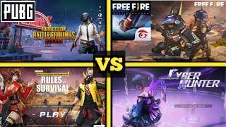 PUBG Mobile vs Free Fire vs Rules of Survival vs Cyber hunter 