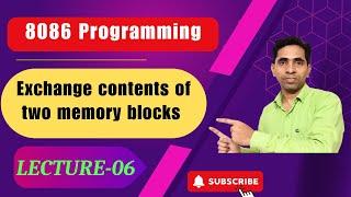 Exchange the content of memory location  using string instructions | 8086 assembly Language Program