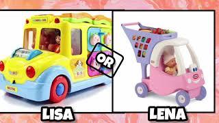 Lisa or Lena: Pick Your Favorite Toy cars and Essentials!