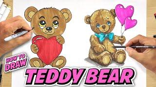 Easy vs Advanced TEDDY BEAR drawing tutorial