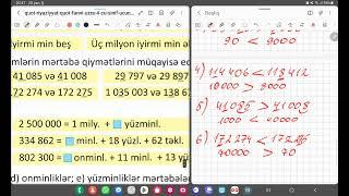 4-cü sinif riyaziyyat səh-98. İş dəftəri-92. 1-ci yarımil üzrə yekunlaşdırıcı tapşırıqlar