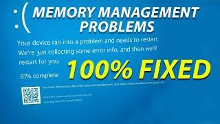 Memory management Error solution on windows 10. your Device ran into a problem and needs to restart