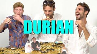 Eating DURIAN PANCAKE for first time (best reaction)