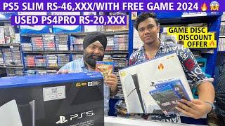 Ps5 slim Rs-46.XXX|With free game ️|Used Ps4 pro RS-20.XXX|Game disc discount offer| karol bagh.
