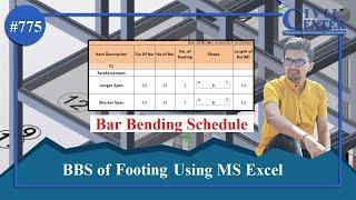 How to Find Bar Bending Schedule of Footing Using MS Excel| BBS of Footing