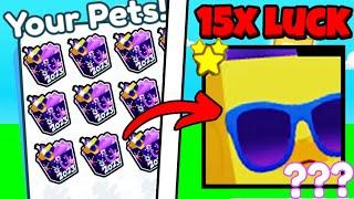 How Many *HUGE PARTY CROWN DUCKYS* Can I HATCH Using 10 ACCOUNTS *15X LUCK* (Pet Simulator X)