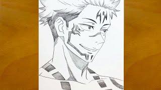 Anime sketch | How to draw Sukuna from Jujutsu Kaisen | Sukuna drawing step by step | Draw Anime