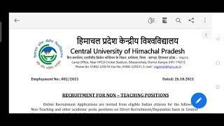 CENTRAL UNIVERSITY OF HIMACHAL, ASSISTANT LIBRARIAN, SEMI PROFESSIONAL ASSISTANT, LIBRARY ATTENDENT