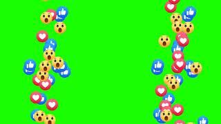 Like,Heart,Wow Emoji Green Screen