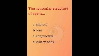 The avascular structure of eye is...ophthalmology and Optometry multiple Choice Questions