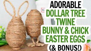 Dollar Tree Twine Easter Eggs / Farmhouse Easter DIY / HOP Easter Decor / Easter Tiered Tray DIY