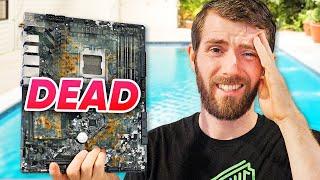 My pool leaked and killed my computer - Whole Server Room Pool Watercooling Part 4