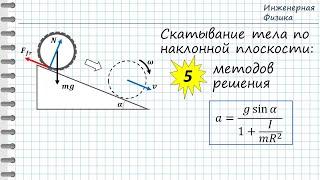 Скатывание тела (колеса, цилиндра) по наклонной плоскости