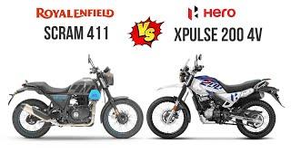 Royal enfield Scram 411 VS Xpulse 200 4v | Comparison | Mileage | Top Speed | Price | Bike Informer