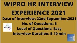 Wipro HR round 2021 || WIPRO HR Interview Experience 2021 || 22nd Sep 2021