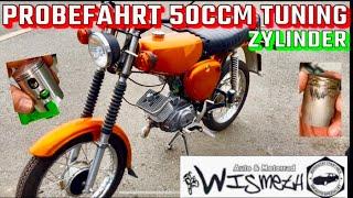 Simson 50ccm Tuning Zylinder DO IT YOURSELF Probefahrt. Wie viel km/h mit Original Teilen?