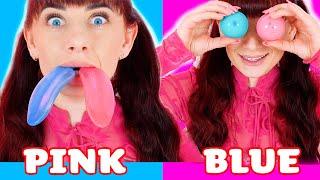 ASMR Pink And Blue Jelly Ice Cream, Gummy Candy Balls Mukbang 🩷