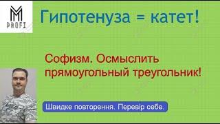 Софизм в прямоугольном треугольнике.