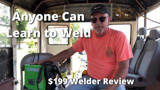 Skoolie Build | Anyone can weld on a bus | Harbor Freight Titanium 125 Welder review } Start Welding