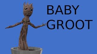 Threaten Baby Groot video dancing like the end credits. Surprise with a knife!