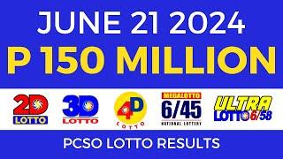 Lotto Result Today 9pm June 21 2024 | PCSO Complete