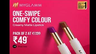 Myglamm loot offer today‍️2 lipsticks for Just Rs.49 #myglamm #lootoffertoday #freelipstick