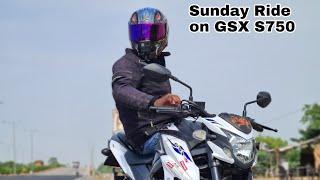 First Sunday Ride on my SUZUKI GSX S750 | Kanpur Vlogs| Inline 4 pure sound |