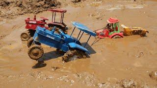 HMT Tractor Stuck in mud and pulling out Swaraj, Double E, Excavator | Cs toy