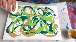 Dutch Pour Base with Dutch Pour Blooms  BEAUTIFUL Result, acrylic paint pour, abstract fluid art