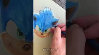 Drawing Sonic The Hedgehog 2 #realistic  #satisfying #shorts #sonic