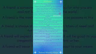 A friend- Nabeel Mumtaz Khan l Poems l Poem l Thoughts l Inspiration l Motivation l Dedication